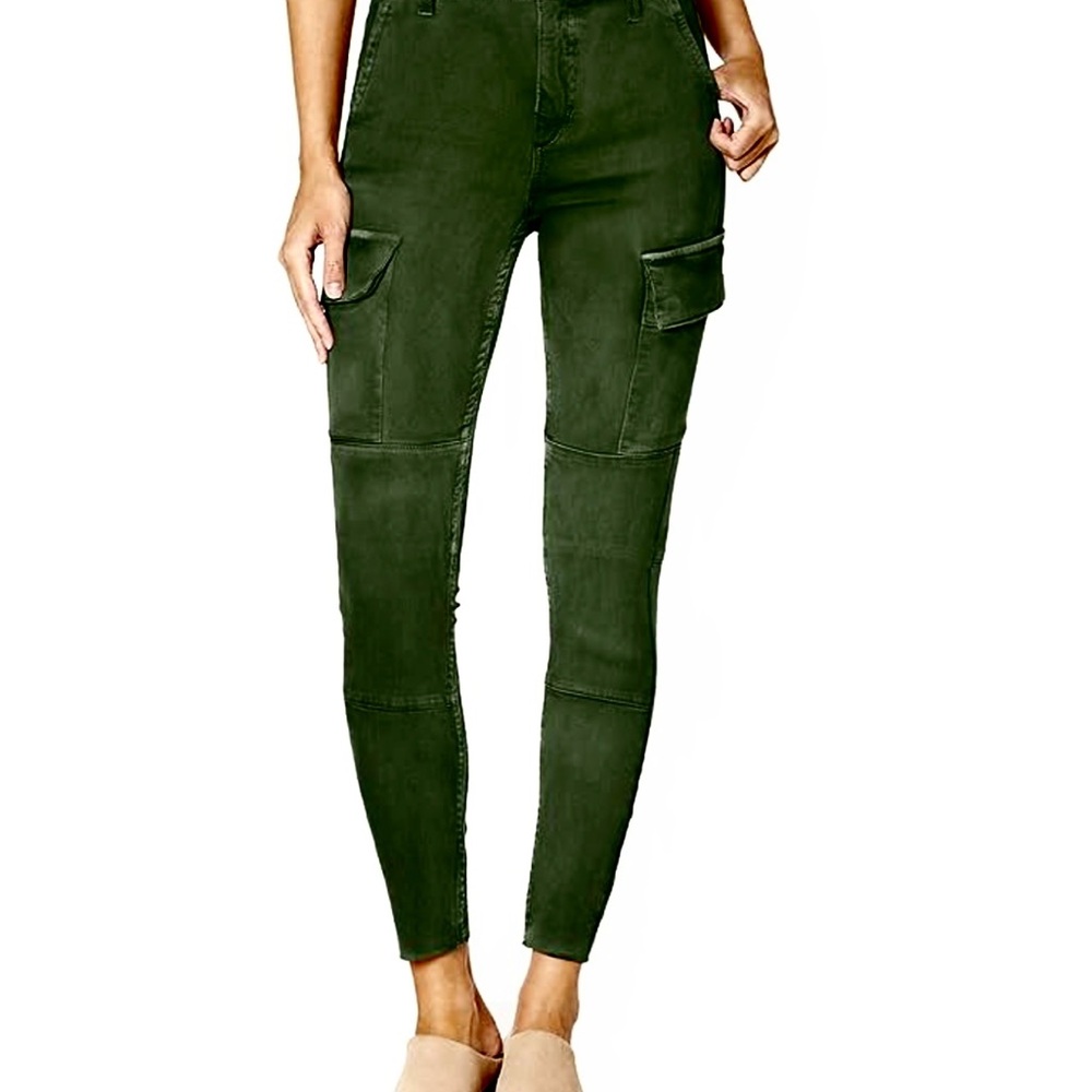 Joe's Women's Charlie HighRise Skinny Ankle CargoPant olive green frayed pockets